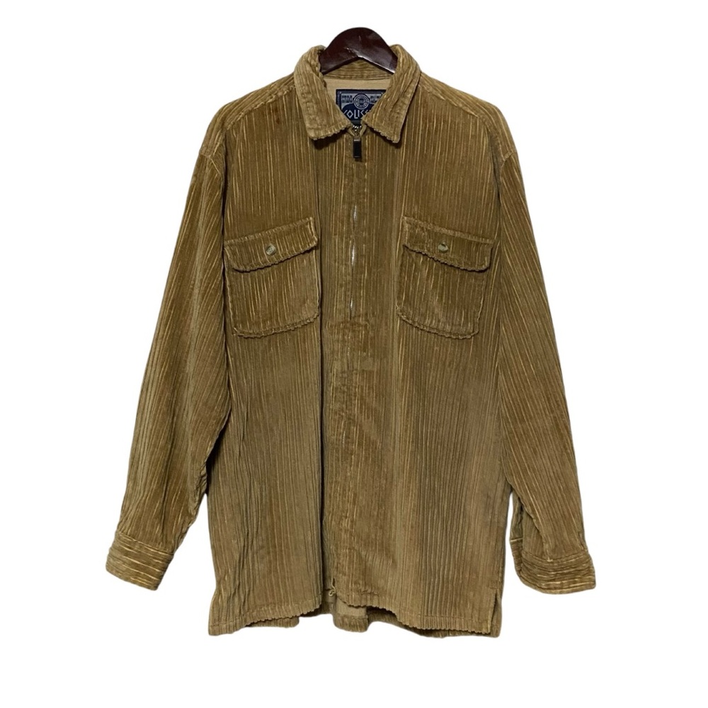 Vintage Mocha Corduroy Zip Up Shacket Oversized Baggy Jacket Streetwear XL